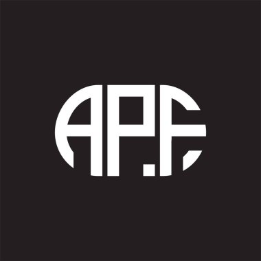 Siyah arka planda APF harf logosu tasarımı. APF 