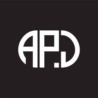 Siyah arka planda APJ harf logosu tasarımı. APJ 