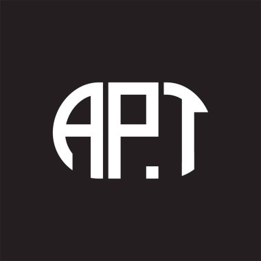 Siyah arka planda APT mektup logosu tasarımı. APT 