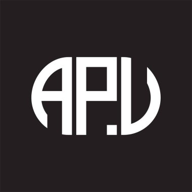 Siyah arka planda APV harf logosu tasarımı. APV 