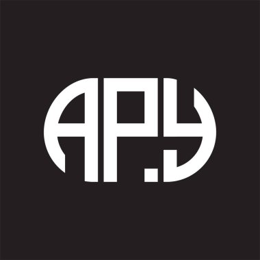 Siyah arka planda APY mektup logosu tasarımı. APY 