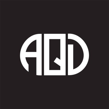 Siyah arkaplanda AQD harf logosu tasarımı. AQD 