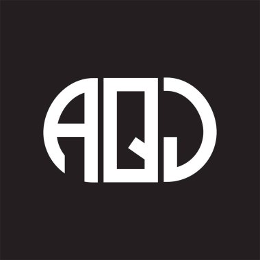 Siyah arka planda AQJ harf logosu tasarımı. AQJ 