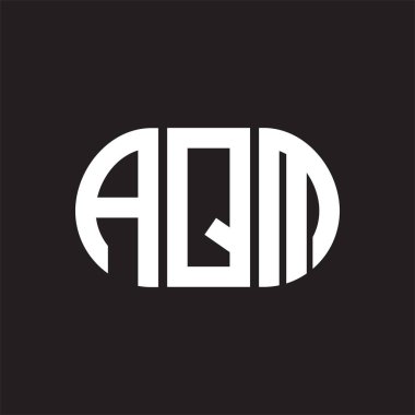 Siyah arkaplanda AQM harf logosu tasarımı. AQM 