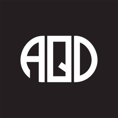 Siyah arkaplanda AQD harf logosu tasarımı. AQD 