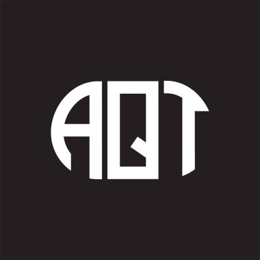 Siyah arka planda AQT harf logosu tasarımı. AQT 