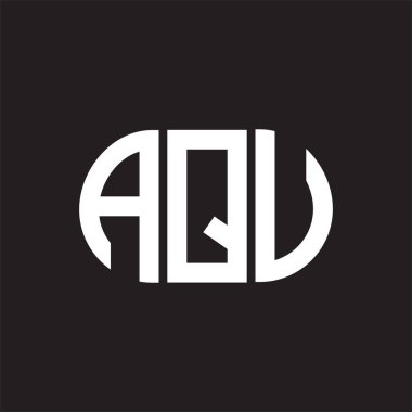 Siyah arka planda AQU harf logosu tasarımı. AQU 