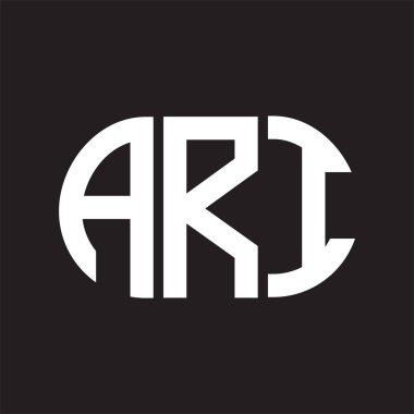 Siyah arka planda ARI harf logosu tasarımı. ARI 