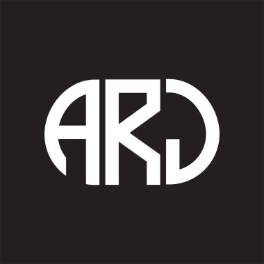 ARJ harfi logo tasarımı siyah arka planda. ARJ 