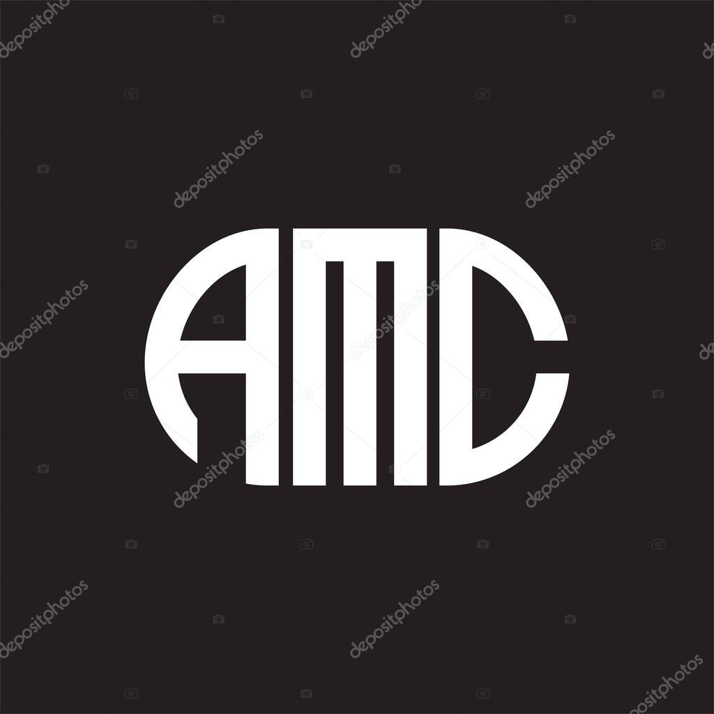 AMC letter logo design on black background. AMC