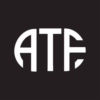 Siyah arka planda ATF harf logosu tasarımı. ATF 