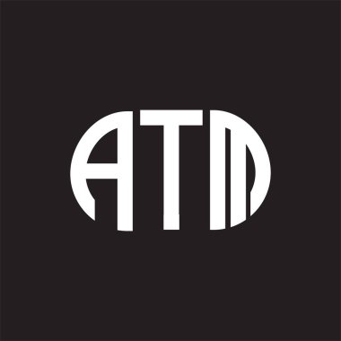 Siyah arka planda ATM harfi logosu tasarımı. ATM 