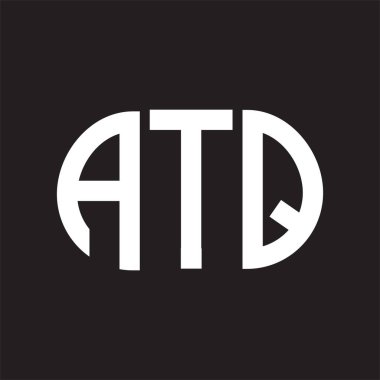 Siyah arka planda ATQ harfi logo tasarımı. ATQ 