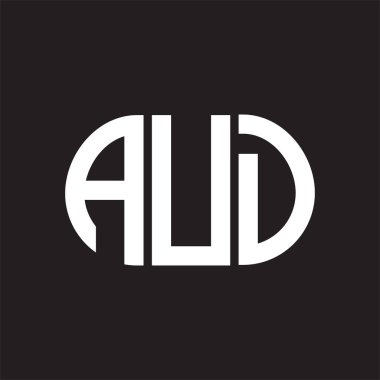 Siyah arka planda AUD harf logosu tasarımı. AUD 