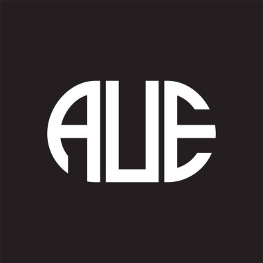 Siyah arka planda tAUE harf logosu tasarımı. AUE 