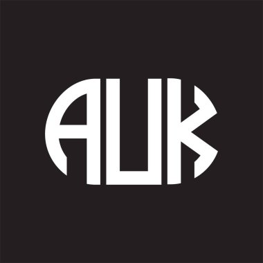 Siyah arka planda AUK harf logosu tasarımı. AUK 