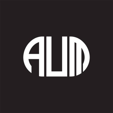 Siyah arka planda AUM harf logosu tasarımı. AUM 