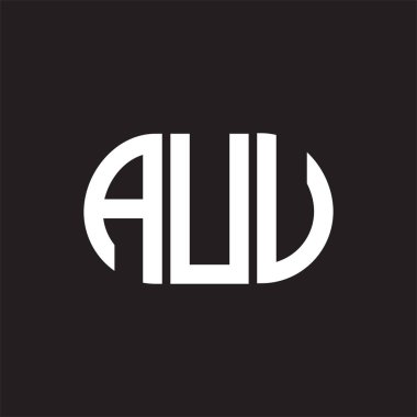 Siyah arkaplanda AUV harf logosu tasarımı. AUV 