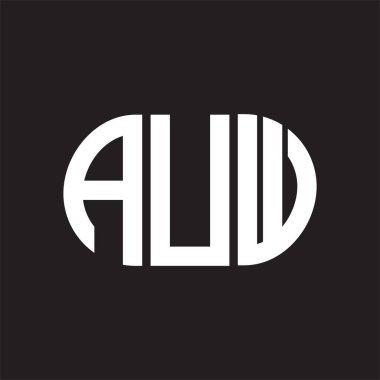 Siyah arka planda AUW harf logosu tasarımı. AUW 
