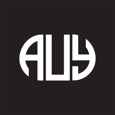Siyah arka planda AUY harf logosu tasarımı. AUY 