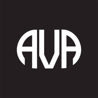 Siyah arka planda AVA harf logosu tasarımı. AVA 