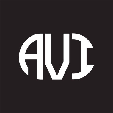 Siyah arka planda AVI harf logosu tasarımı. AVI 