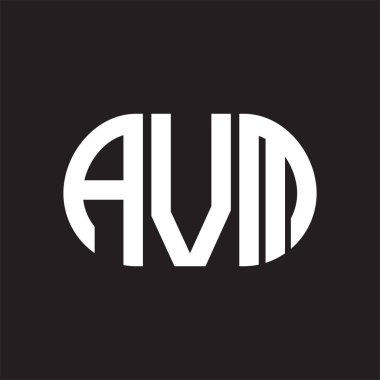 Siyah arka planda AVM harf logosu tasarımı. AVM 