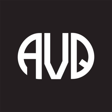 Siyah arka planda AVQ harf logosu tasarımı. AVQ 