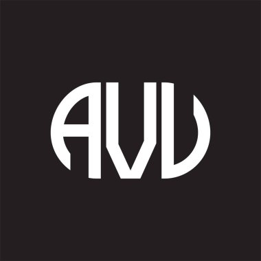 Siyah arka planda AVU harf logosu tasarımı. AVU 