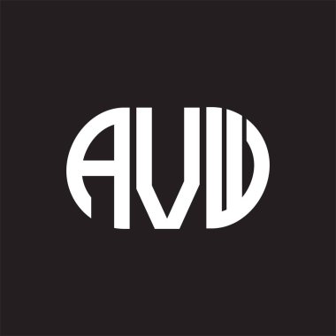 Siyah arka planda AVW harf logosu tasarımı. AVW 