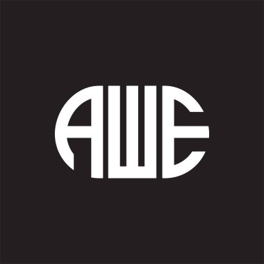 Siyah arka planda AWE harfi logo tasarımı. HUT 