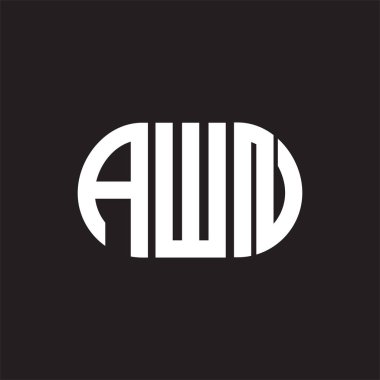 Siyah arka planda AWN harfli logo tasarımı. AWN 