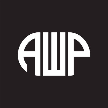 Siyah arka planda AWP harf logosu tasarımı. AWP 