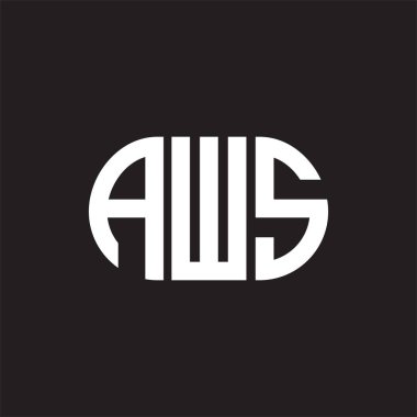 Siyah arka planda AWS harfi logo tasarımı. AWS 