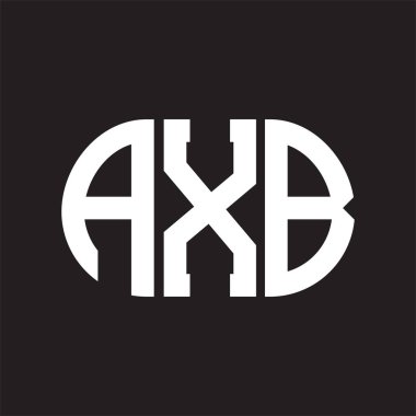 Siyah arkaplanda AXB harf logosu tasarımı. AXB 