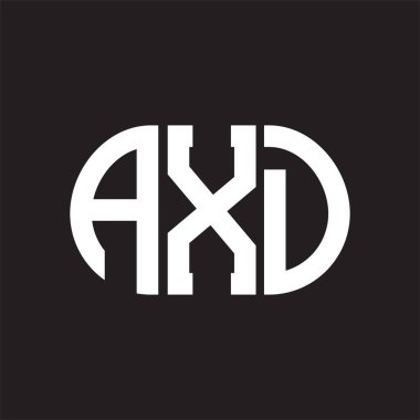 Siyah arkaplanda AXD harf logosu tasarımı. AXD 