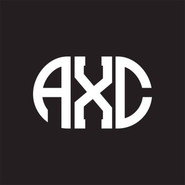 Siyah arkaplanda AXC harf logosu tasarımı. AXC 
