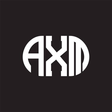 Siyah arkaplanda AXM harf logosu tasarımı. AXM 