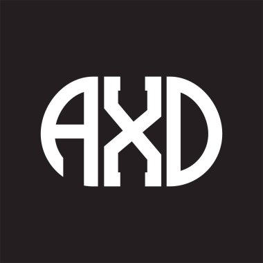 Siyah arka planda AXO harf logosu tasarımı. AXO 