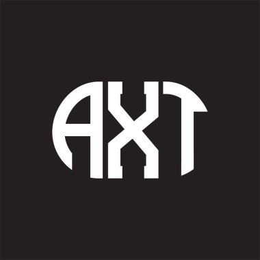 Siyah arkaplanda AXT harf logosu tasarımı. AXT 