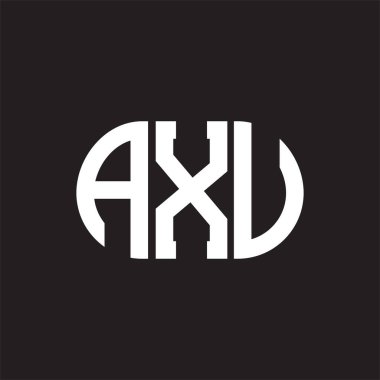 Siyah arka planda AXU harf logosu tasarımı. AXU 