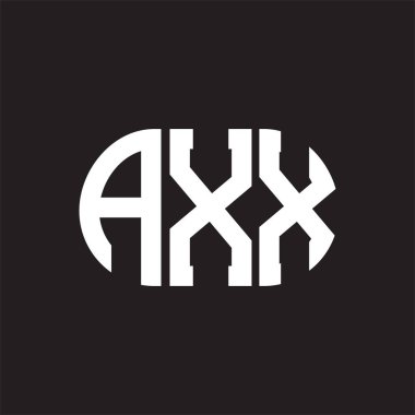 Siyah arkaplanda AXX harf logosu tasarımı. AXX 