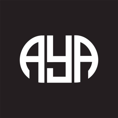 Siyah arka planda AYA harf logosu tasarımı. AYA 