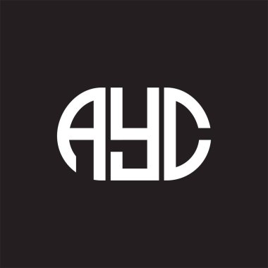 Siyah arka planda AYC harf logosu tasarımı. AYC 