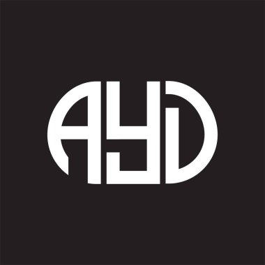 Siyah arka planda AYD harf logosu tasarımı. AYD 