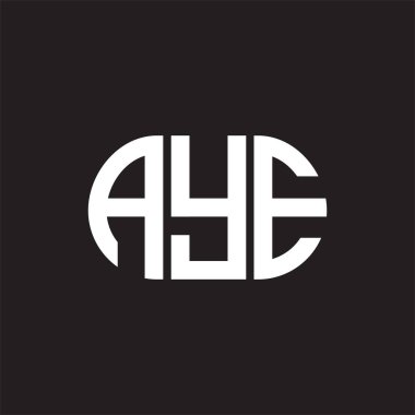 Siyah arka planda AYE harf logosu tasarımı. AYE 