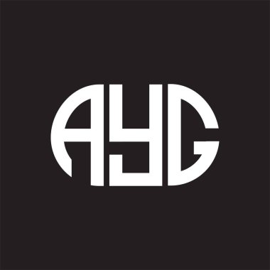 Siyah arka planda AYG harf logosu tasarımı. AYG 