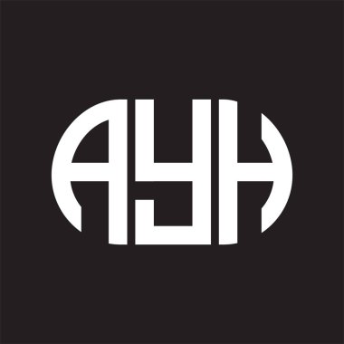 Siyah arka planda AYH harf logosu tasarımı. AYH 