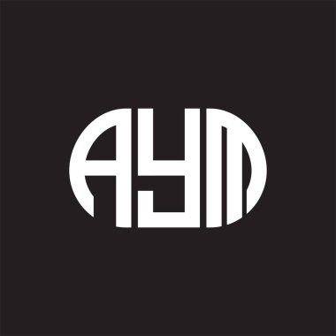 Siyah arka planda AYM harf logosu tasarımı. AYM 