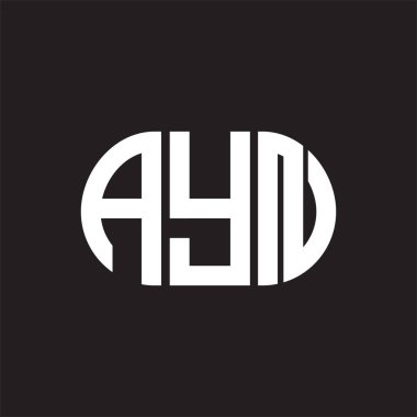 Siyah arka planda AYN harf logosu tasarımı. AYN 